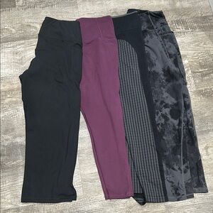 Fabletics Women's Leggings LOT - Black, Purple, and Gray Patterns & Jockey capri